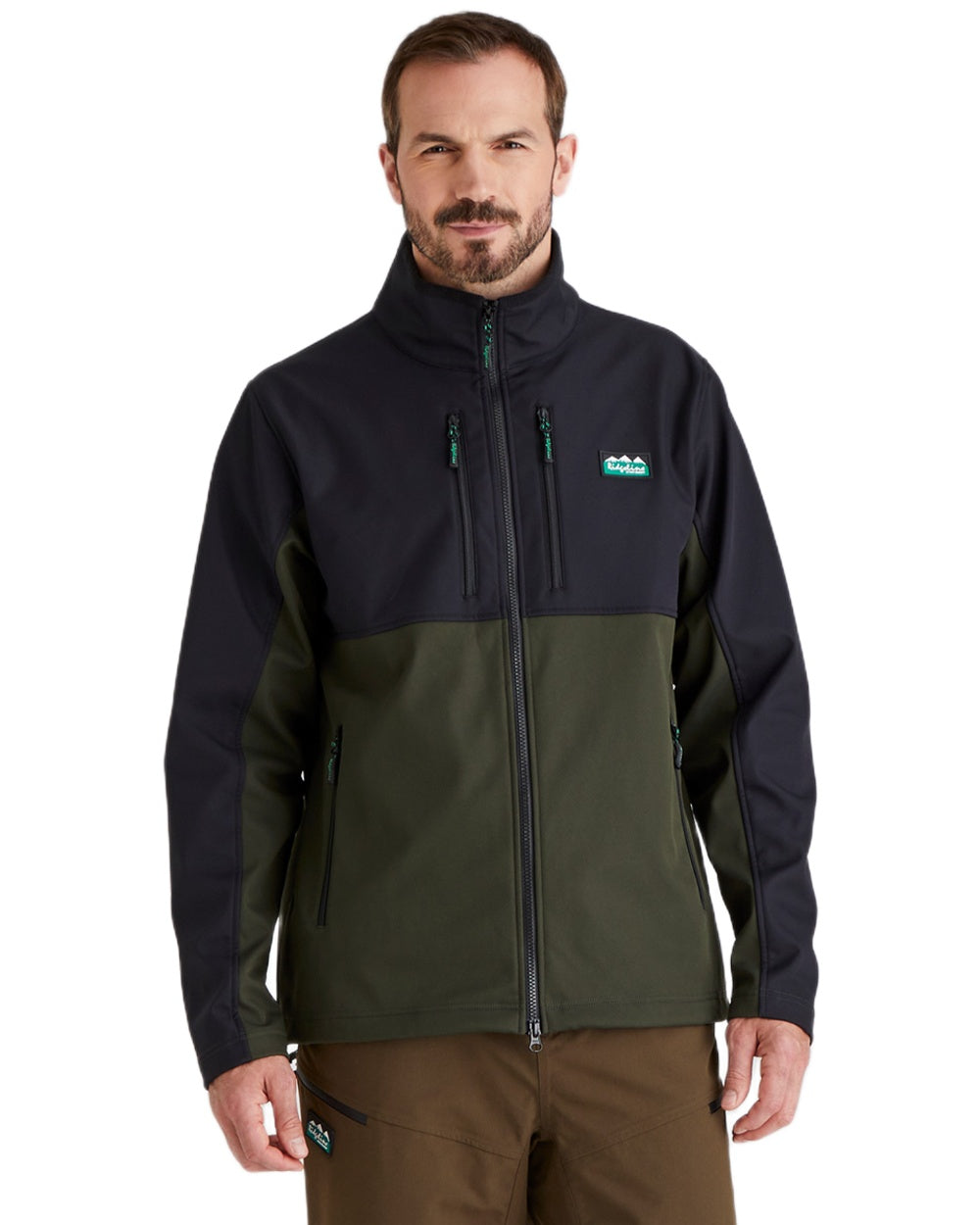 Deep Forest Coloured Ridgeline Mens Ranger Jacket on white background #colour_deep-forest