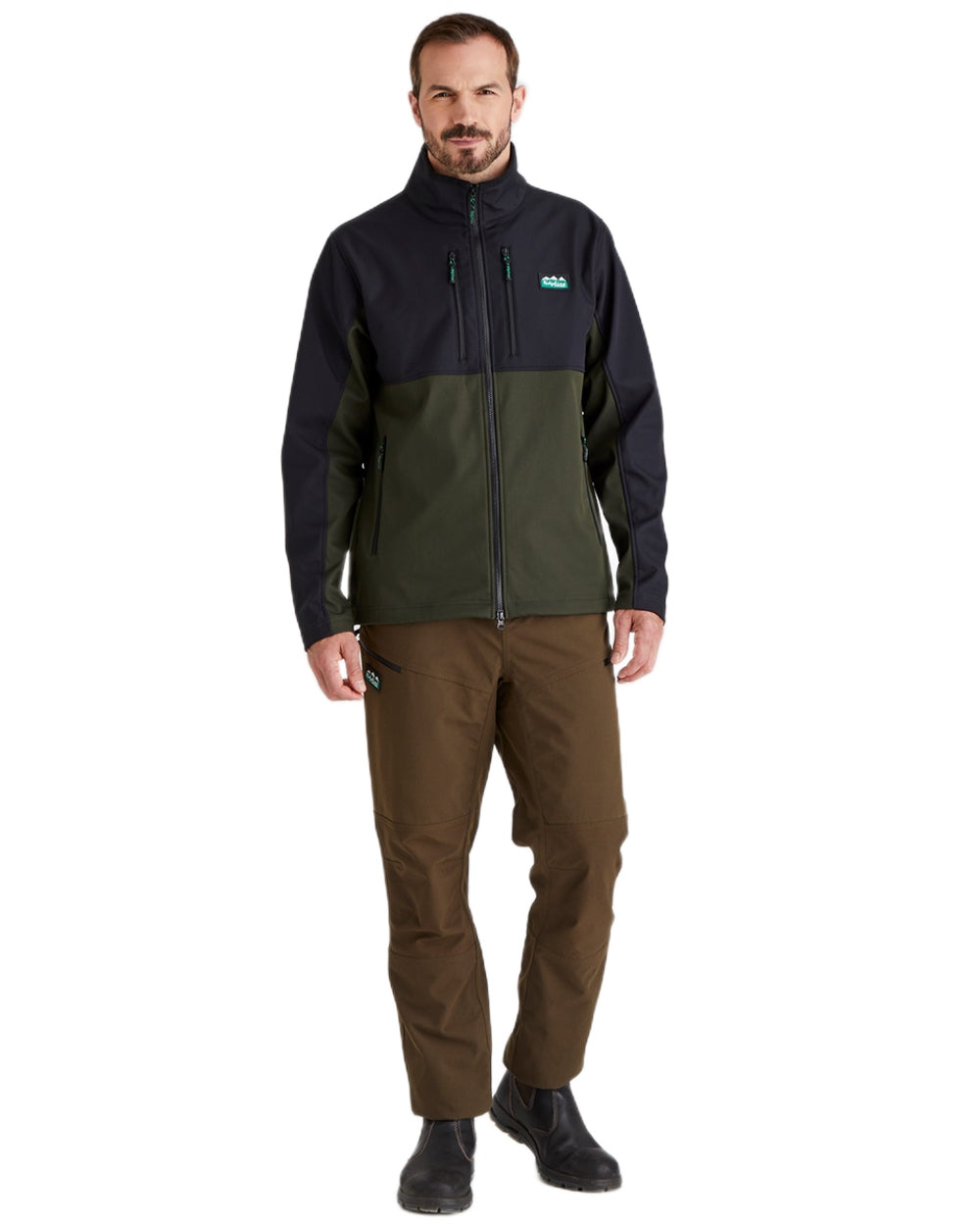 Deep Forest Coloured Ridgeline Mens Ranger Jacket on white background #colour_deep-forest