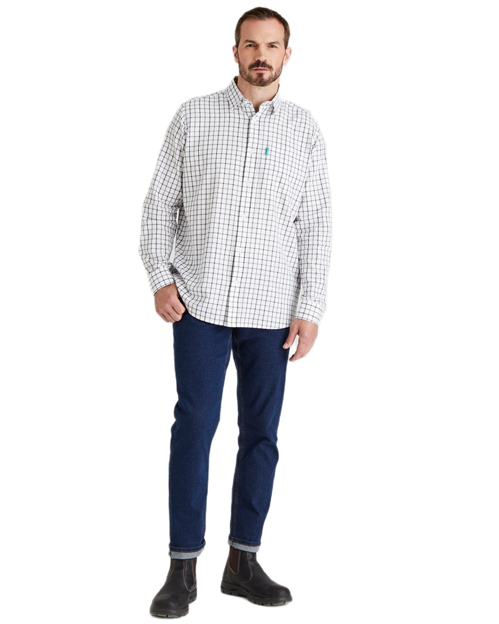Deep Forest coloured Ridgeline Mens Sedgebrook Shirt on white background #colour_deep-forest