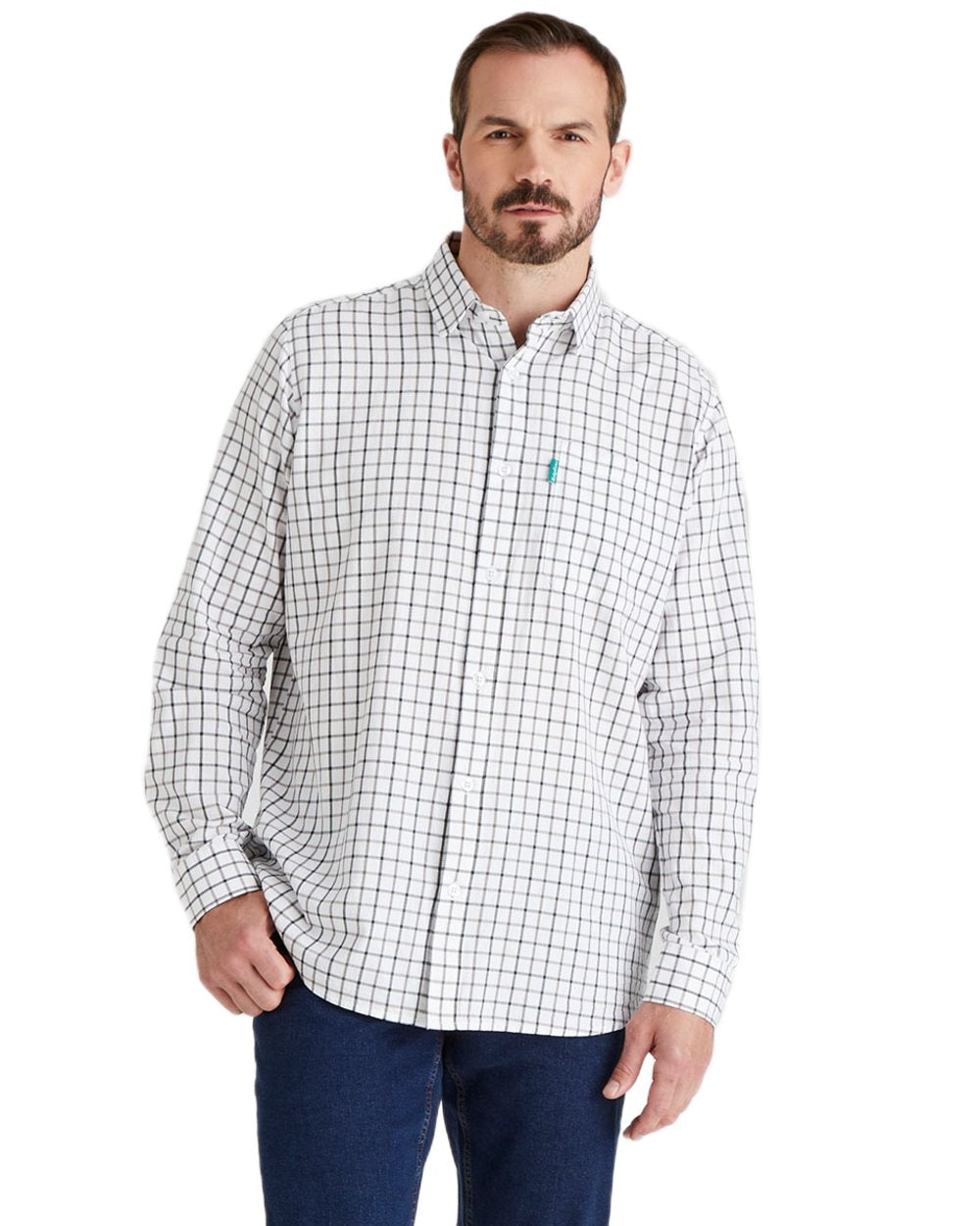 Deep Forest coloured Ridgeline Mens Sedgebrook Shirt on white background #colour_deep-forest
