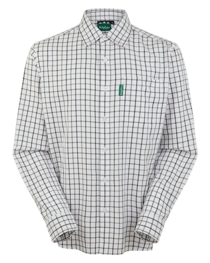 Deep Forest Smokey Olive coloured Ridgeline Mens Sedgebrook Shirt on white background #colour_deep-forest-smokey-olive