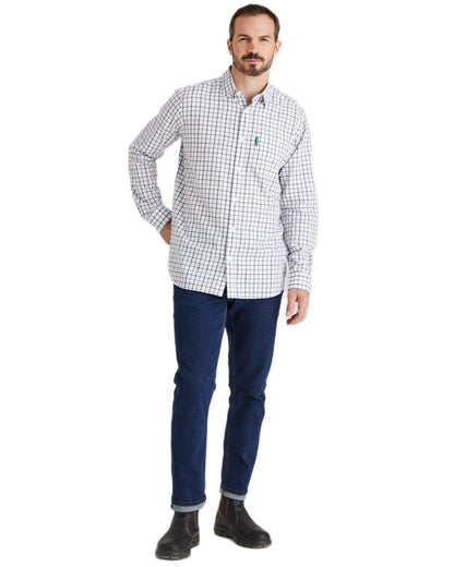 Navy coloured Ridgeline Mens Sedgebrook Shirt on white background #colour_navy