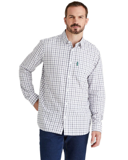 Navy coloured Ridgeline Mens Sedgebrook Shirt on white background #colour_navy