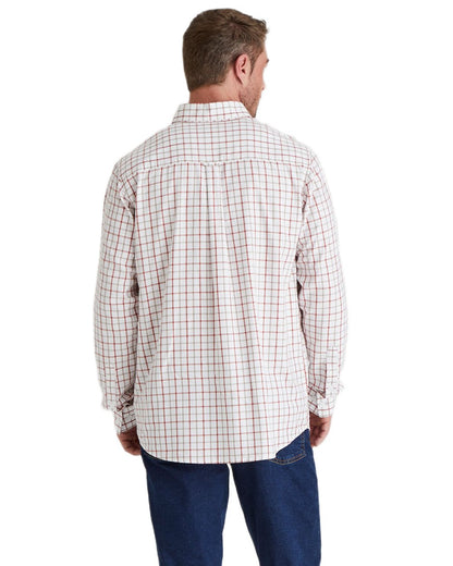 Russet coloured Ridgeline Mens Sedgebrook Shirt on white background #colour_russet