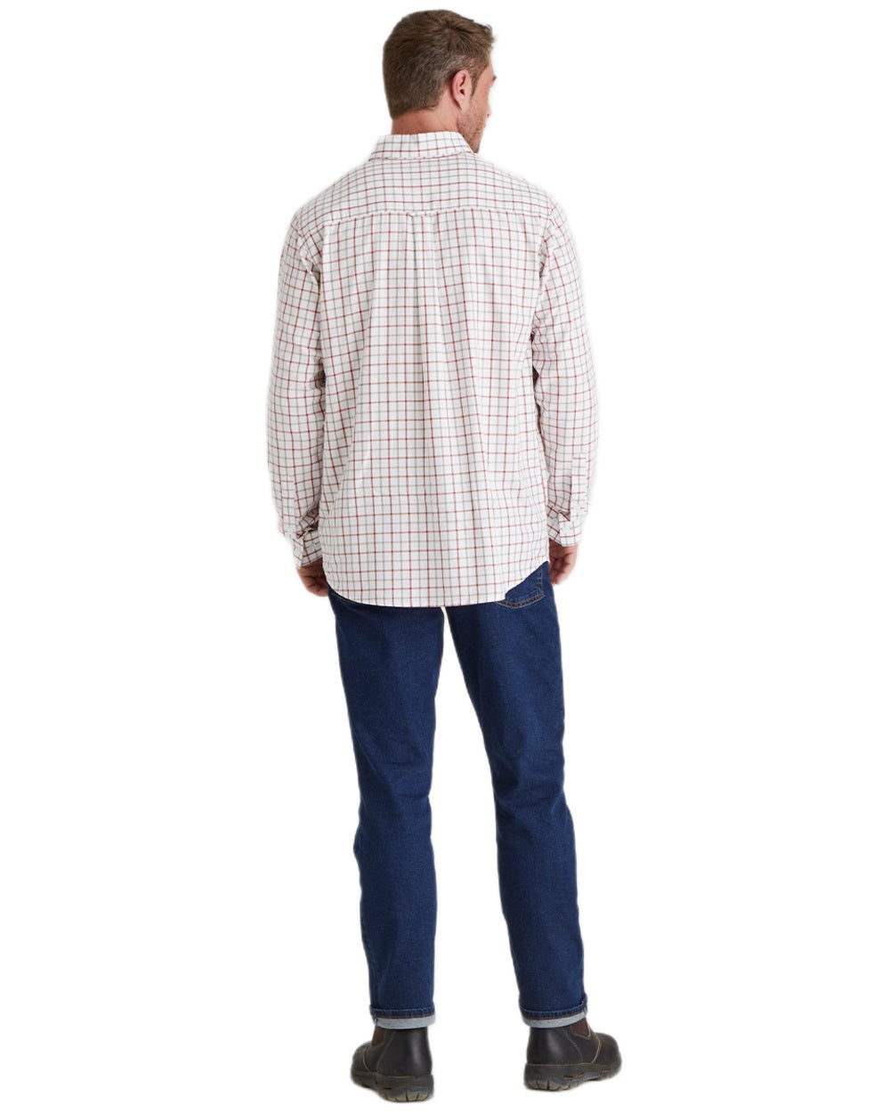 Russet coloured Ridgeline Mens Sedgebrook Shirt on white background #colour_russet
