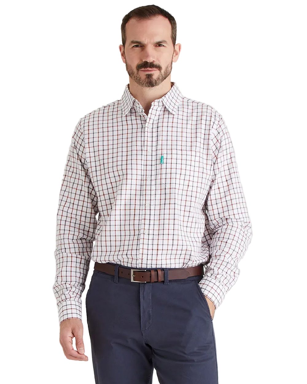 Shale Deep Russet Coloured Ridgeline Mens Sedgebrook Shirt on white background #colour_shale-deep-russet