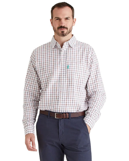 Shale Deep Russet Coloured Ridgeline Mens Sedgebrook Shirt on white background #colour_shale-deep-russet