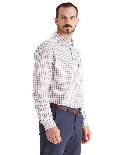 Shale Deep Russet Coloured Ridgeline Mens Sedgebrook Shirt on white background #colour_shale-deep-russet