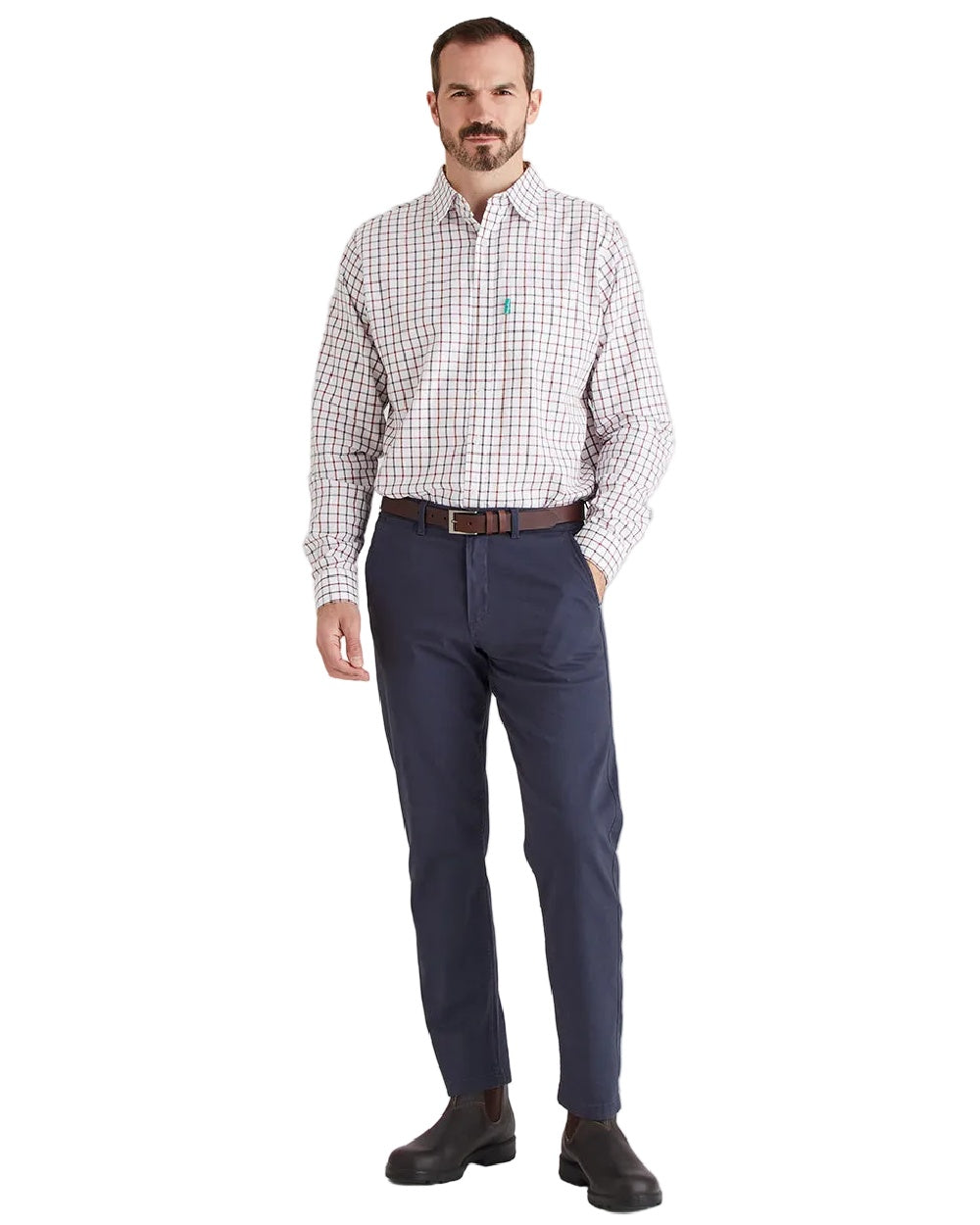 Shale Deep Russet Coloured Ridgeline Mens Sedgebrook Shirt on white background #colour_shale-deep-russet