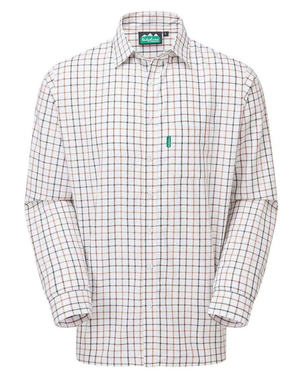 Sienna Coloured Ridgeline Mens Sedgebrook Shirt on white background #colour_sienna