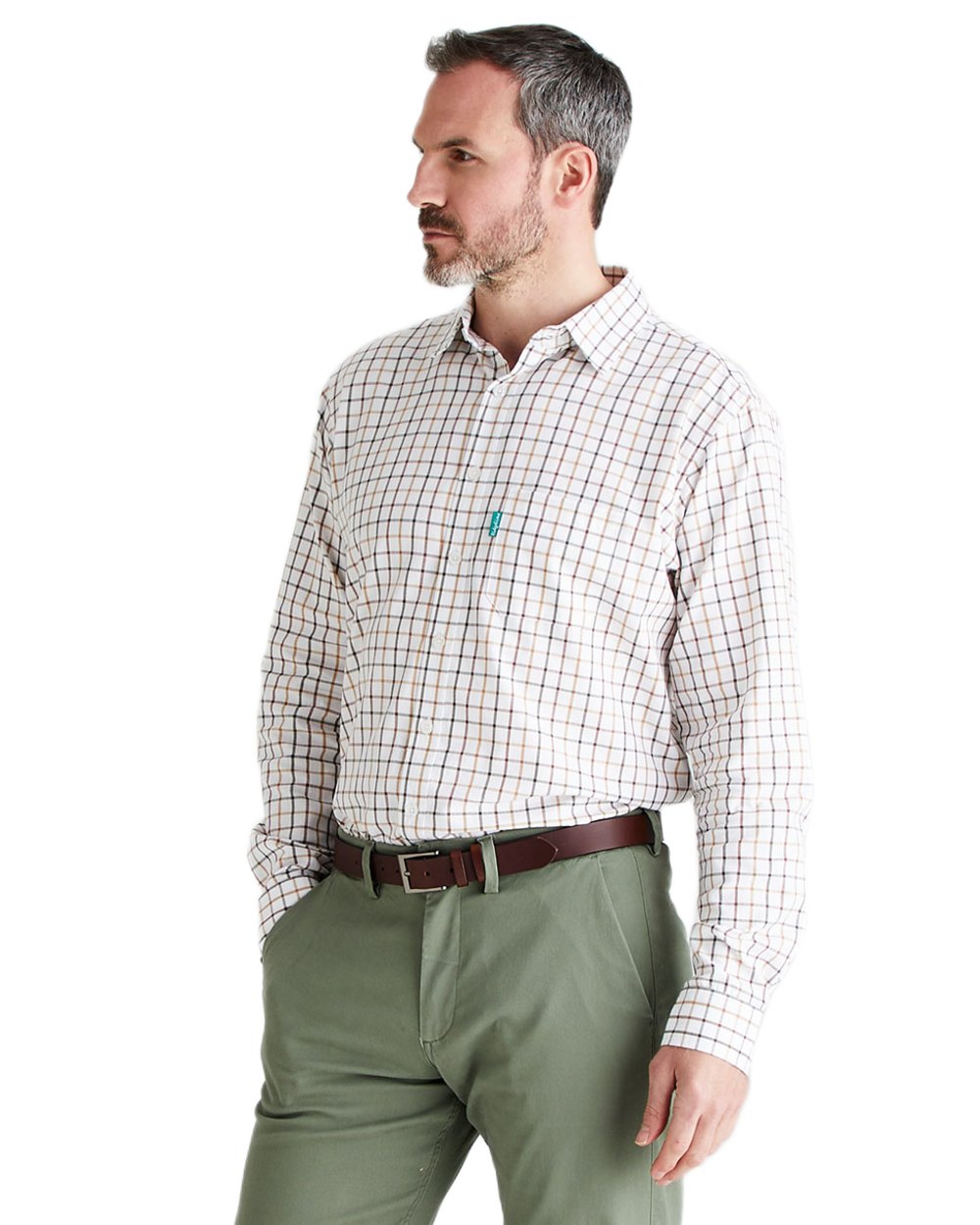 Sienna Coloured Ridgeline Mens Sedgebrook Shirt on white background #colour_sienna