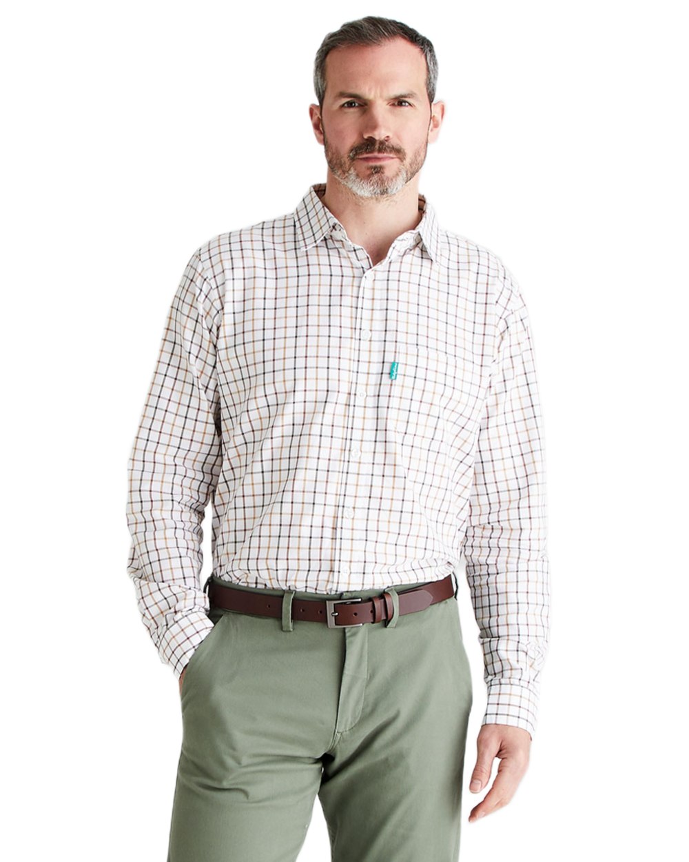 Sienna Coloured Ridgeline Mens Sedgebrook Shirt on white background #colour_sienna