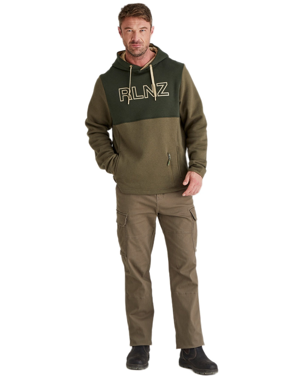 Olive coloured Ridgeline Mens South Island Hoodie on white background #colour_olive