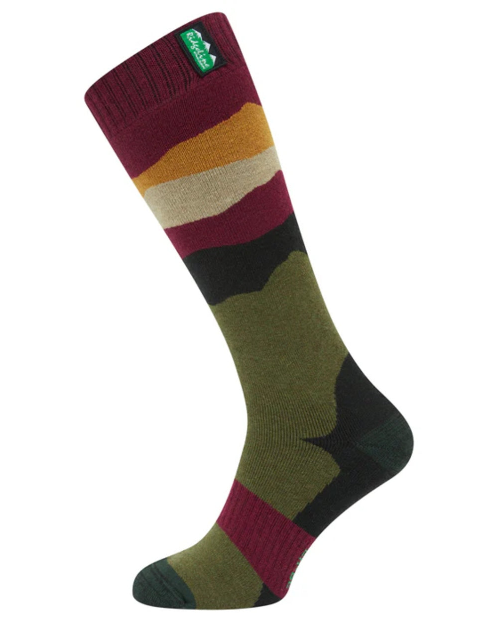 Berry Stripes Coloured Ridgeline Merino Wool Socks Full Length On A White Background #colour_berry-stripes