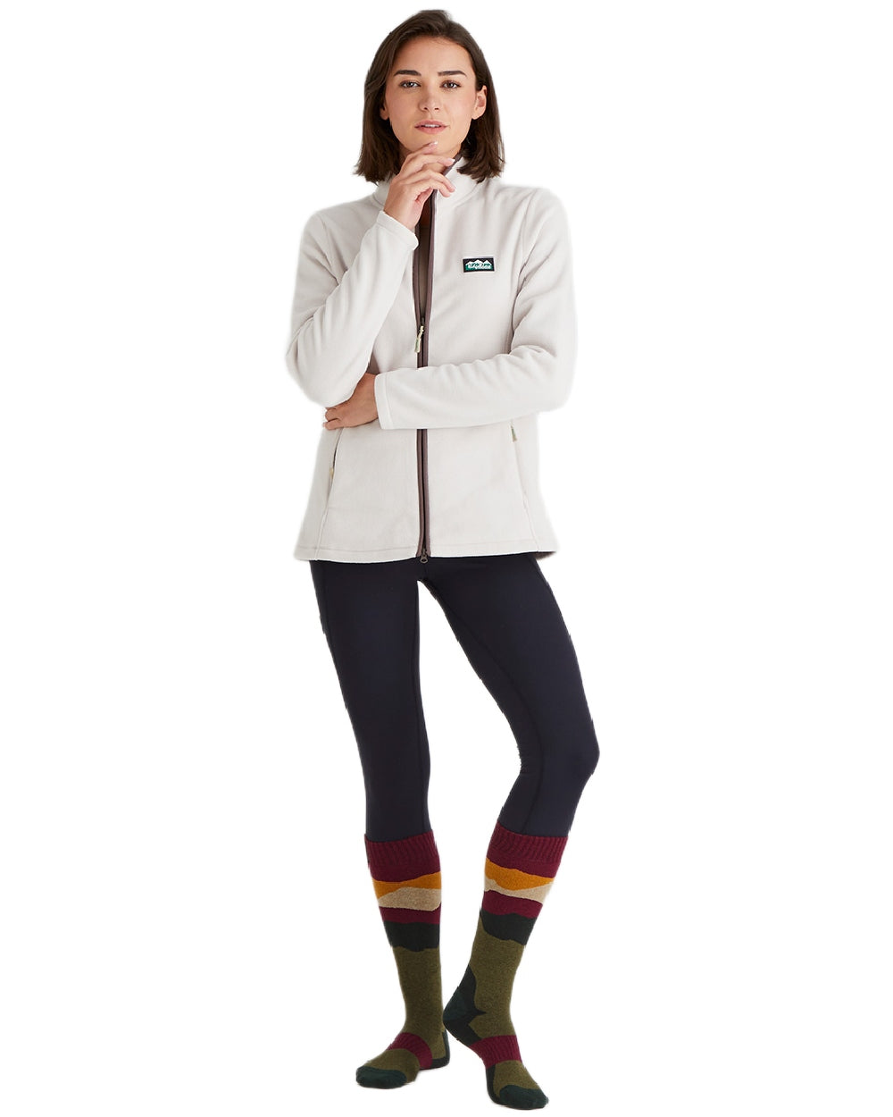 Berry Stripes Coloured Ridgeline Merino Wool Full Length Socks on white background #colour_berry-stripes