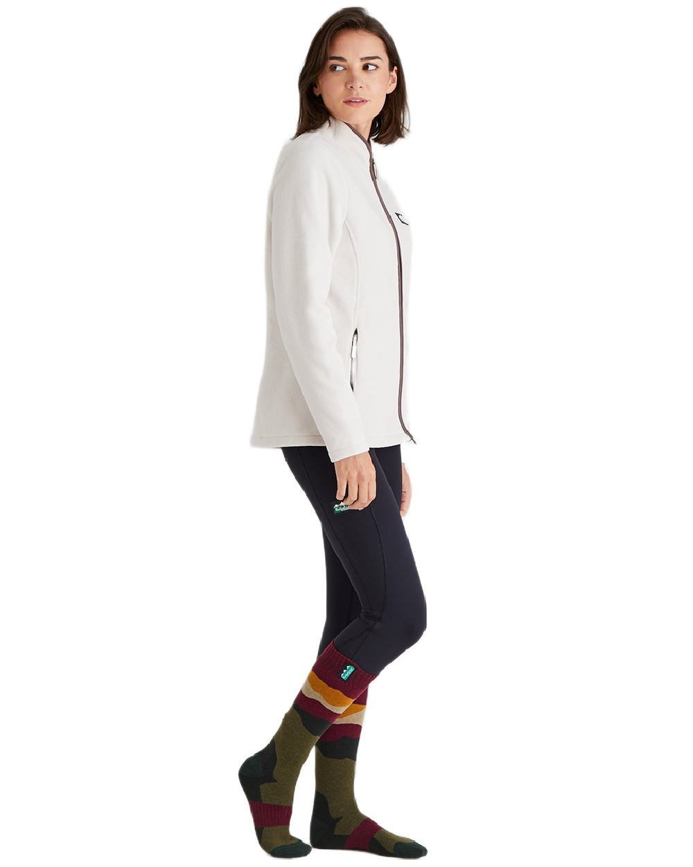 Berry Stripes Coloured Ridgeline Merino Wool Full Length Socks on white background #colour_berry-stripes