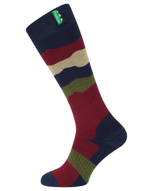 Navy Stripes Coloured Ridgeline Merino Wool Socks Full Length On A White Background #colour_navy-stripes