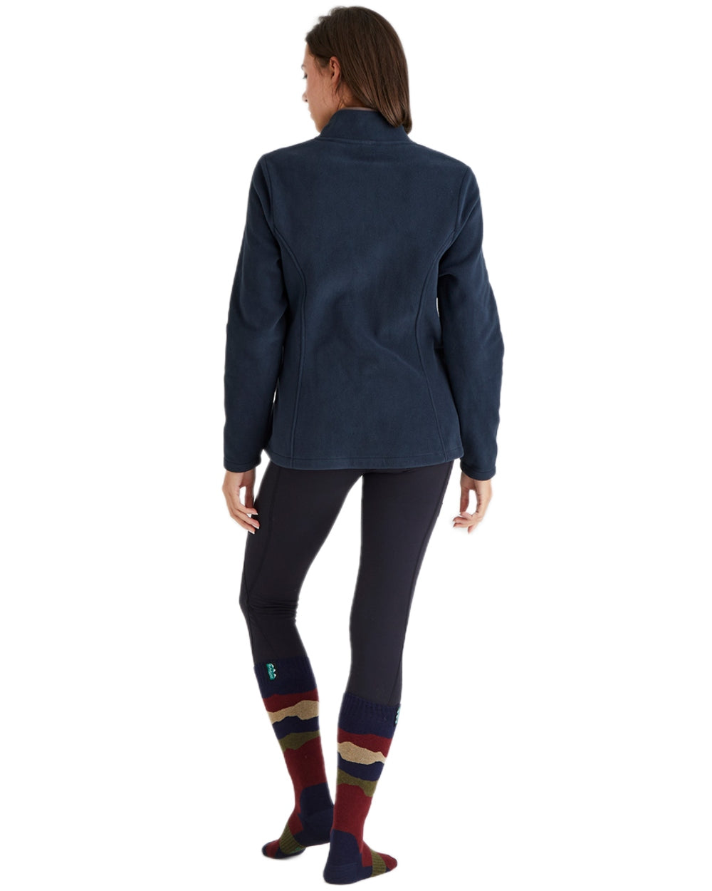 Navy Stripes Coloured Ridgeline Merino Wool Full Length Socks on white background #colour_navy-stripes
