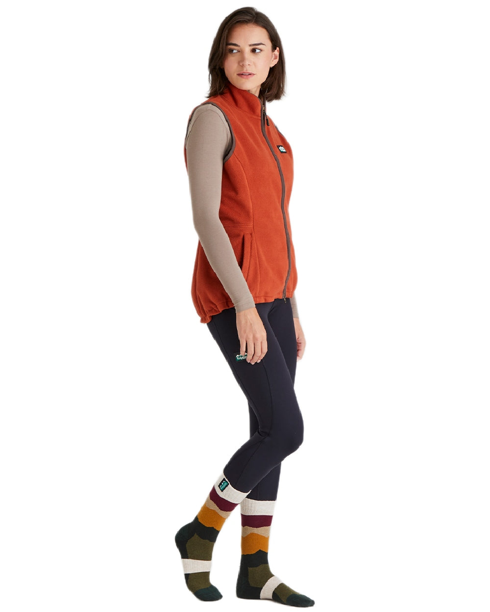 Berry Stripes Coloured Ridgeline Merino Wool Mid Length Socks on white background #colour_berry-stripes
