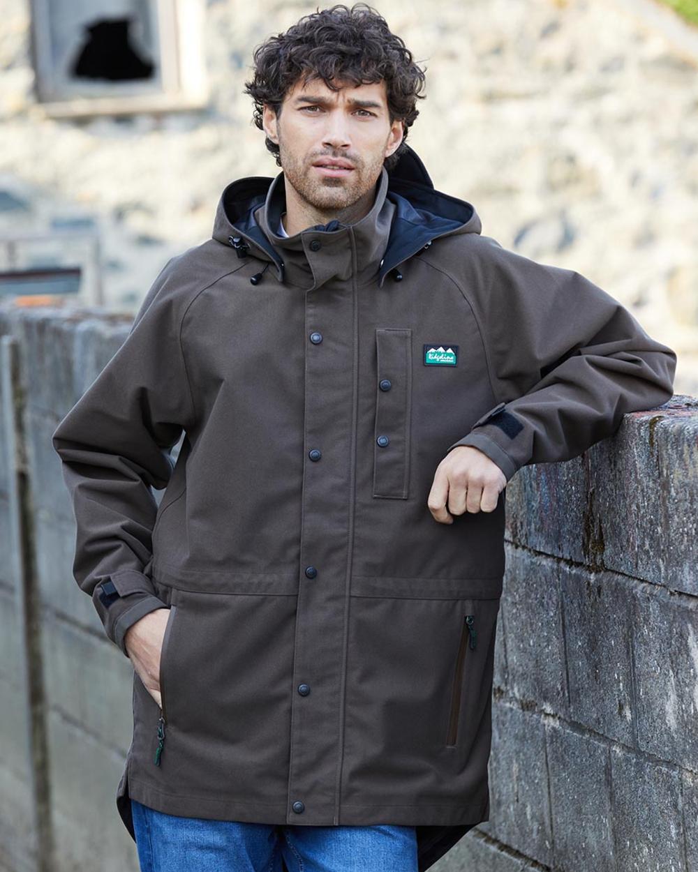 Bark Coloured Ridgeline Monsoon Classic Jacket On A Outdoor Background #colour_bark