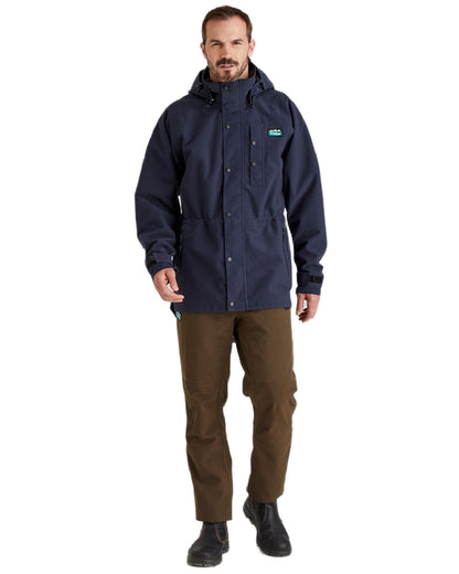 Navy Coloured Ridgeline Monsoon Classic Jacket On A White Background #colour_navy