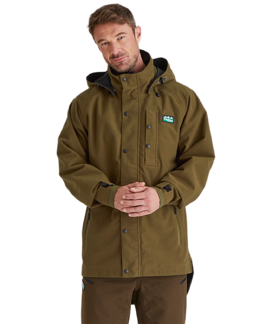 Teak coloured Monsoon Classic Waterproof Jacket on white background #colour_teak