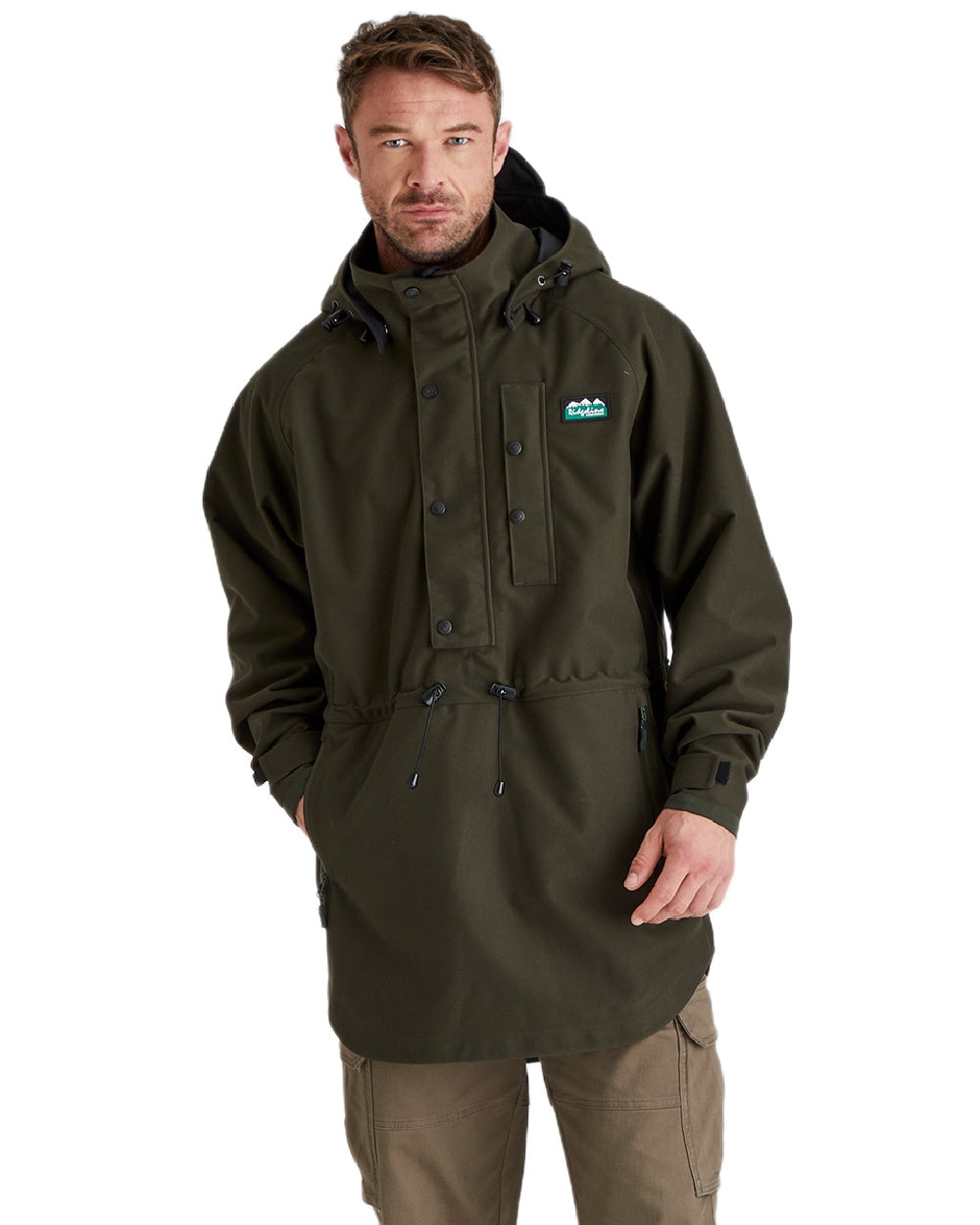 Deep Forest Coloured Ridgeline Monsoon Classic Waterproof Smock on white background #colour_deep-forest