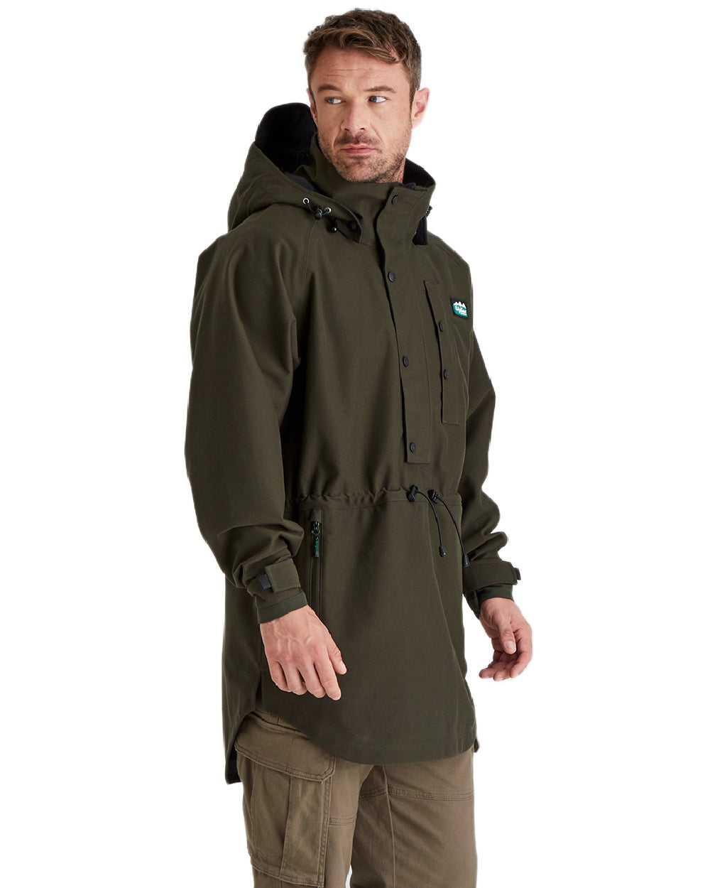 Deep Forest Coloured Ridgeline Monsoon Classic Waterproof Smock on white background #colour_deep-forest