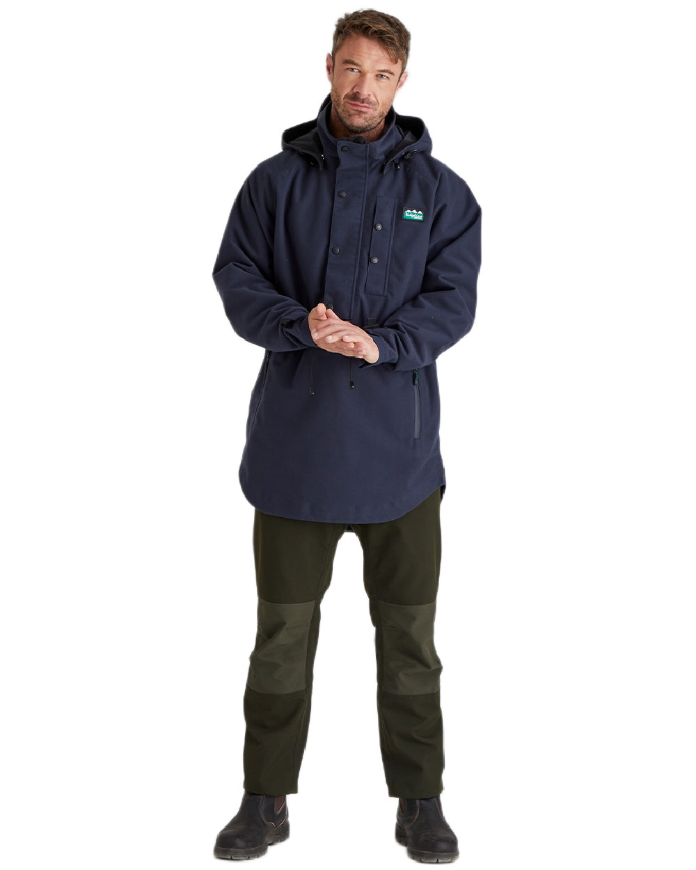 Navy Coloured Ridgeline Monsoon Classic Waterproof Smock on white background #colour_navy
