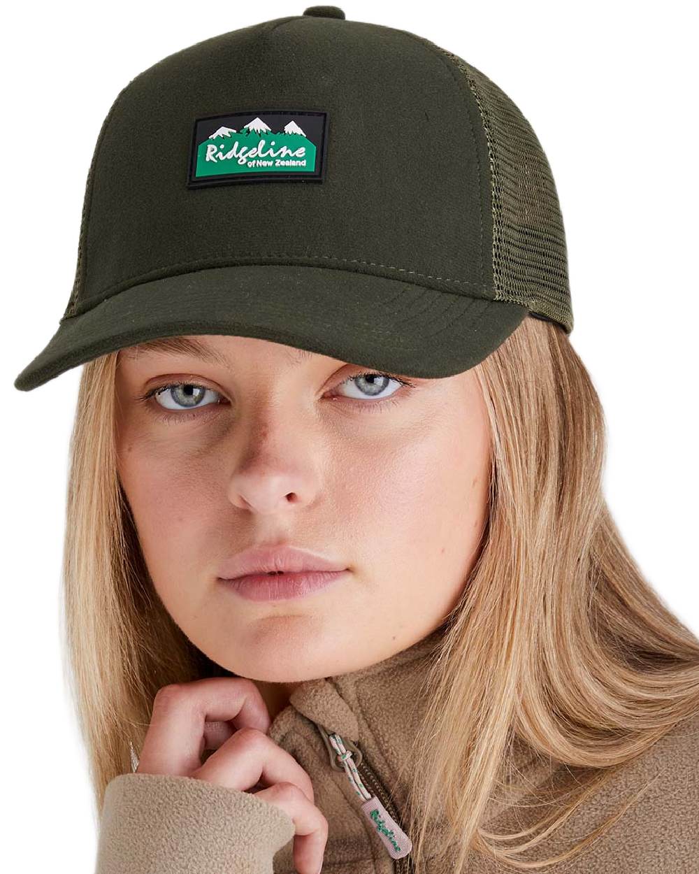 Deep Forest Coloured Ridgeline Monsoon Trucker Cap on white background  #colour_deep-forest
