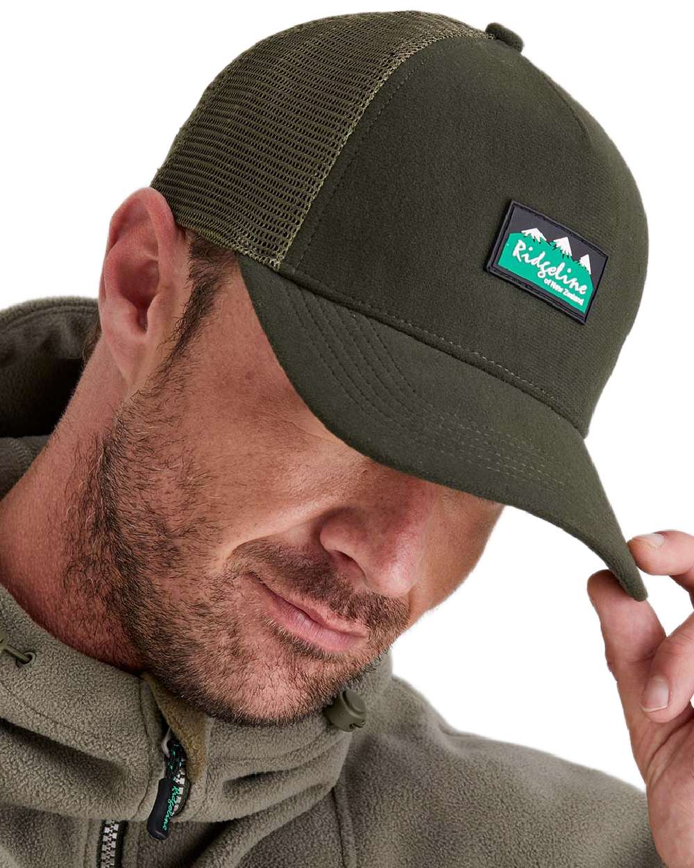 Deep Forest Coloured Ridgeline Monsoon Trucker Cap on white background  #colour_deep-forest