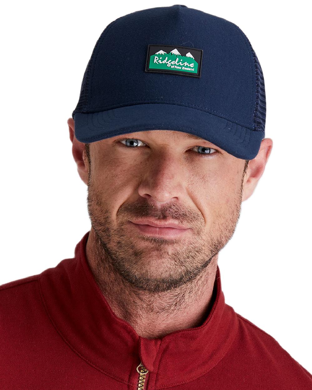 Navy Coloured Ridgeline Monsoon Trucker Cap on white background  #colour_navy