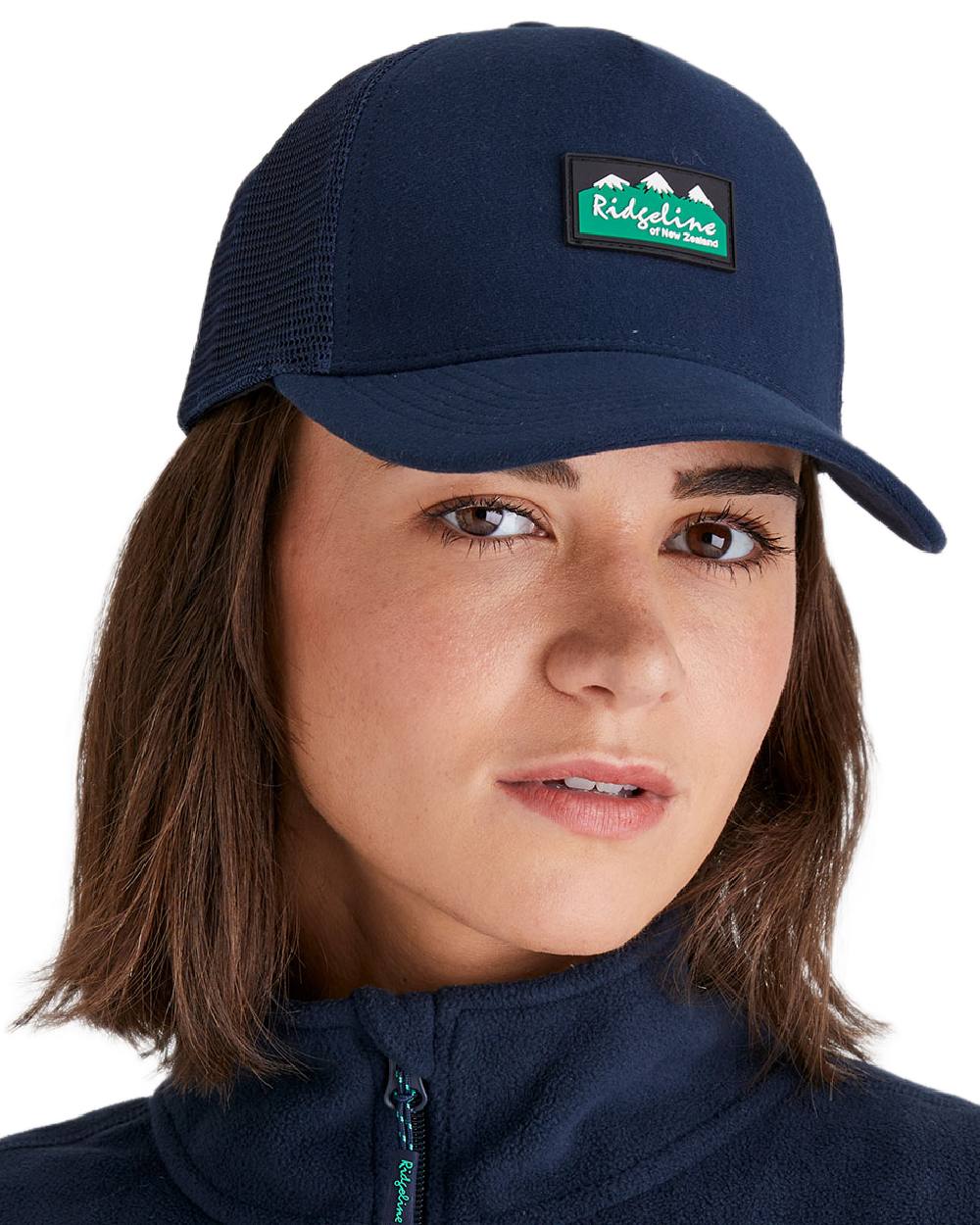 Navy Coloured Ridgeline Monsoon Trucker Cap on white background  #colour_navy