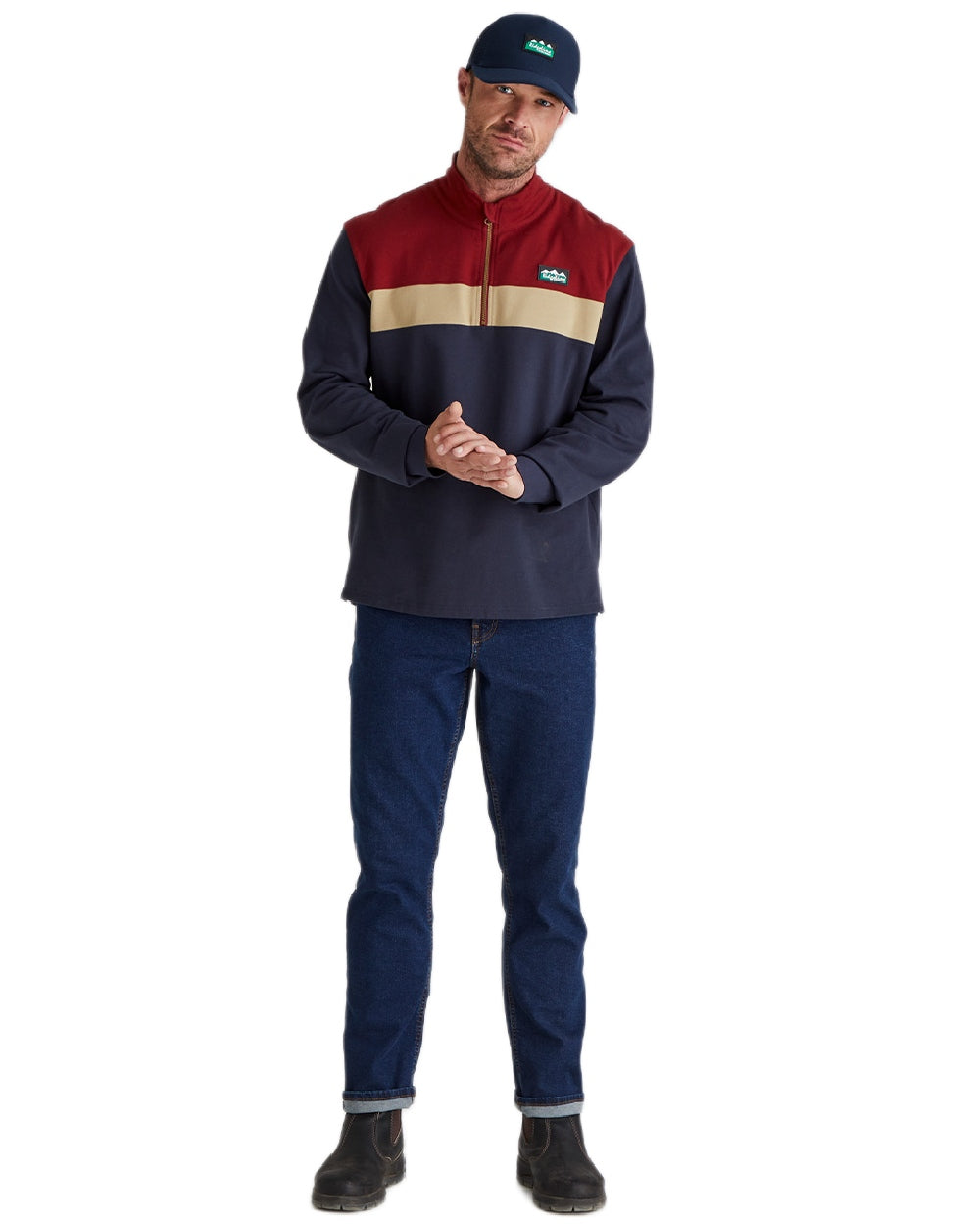 Navy Coloured Ridgeline Monsoon Trucker Cap on white background  #colour_navy