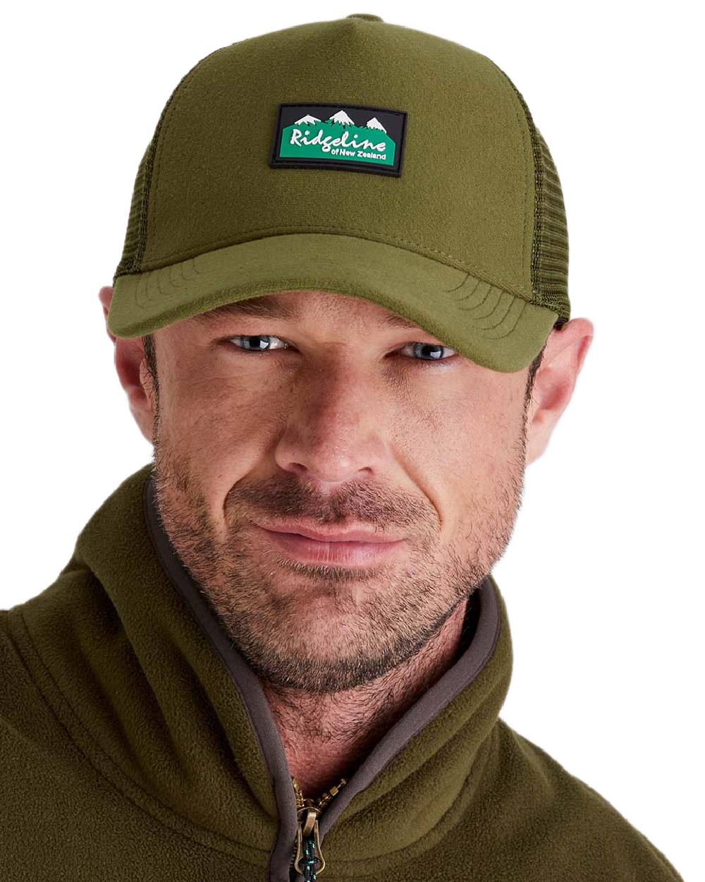 Teak Coloured Ridgeline Monsoon Trucker Cap on white background  #colour_teak