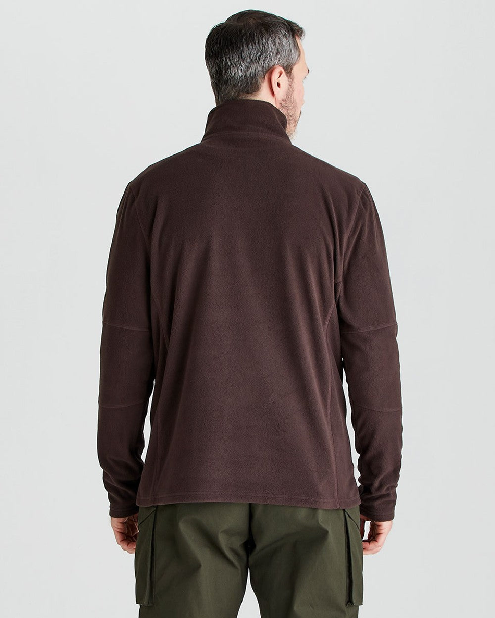 Deep Bark coloured Ridgeline Narvik Fleece on grey background #colour_deep-bark
