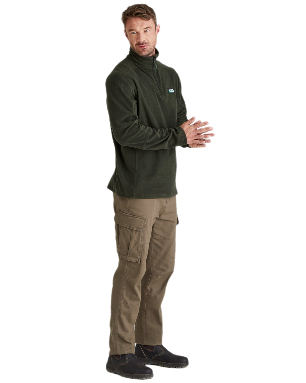 Deep Forest Coloured Ridgeline Narvik Fleece on white background #colour_deep-forest