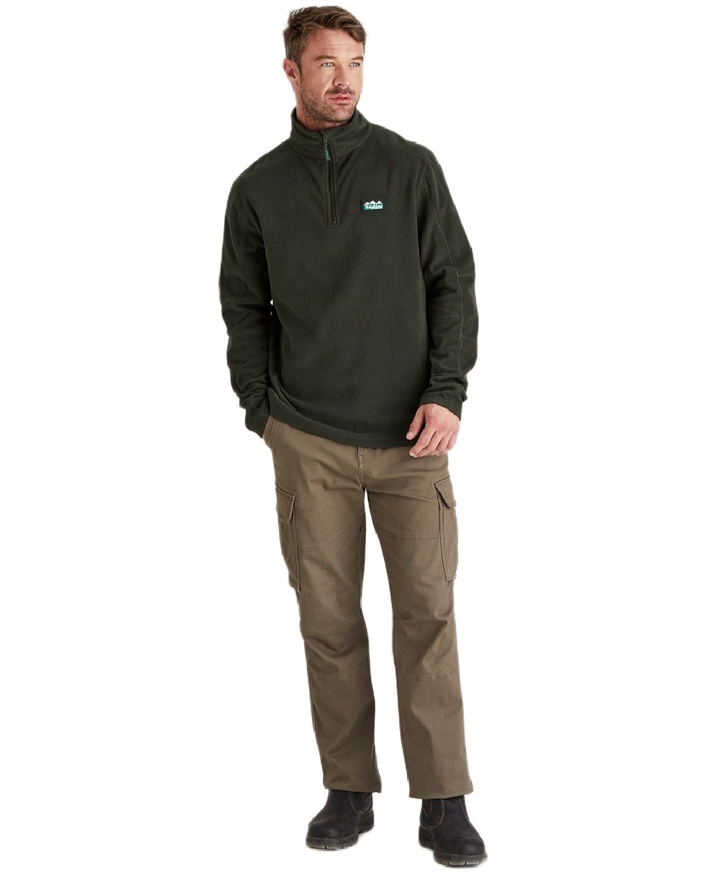 Deep Forest Coloured Ridgeline Narvik Fleece on white background #colour_deep-forest