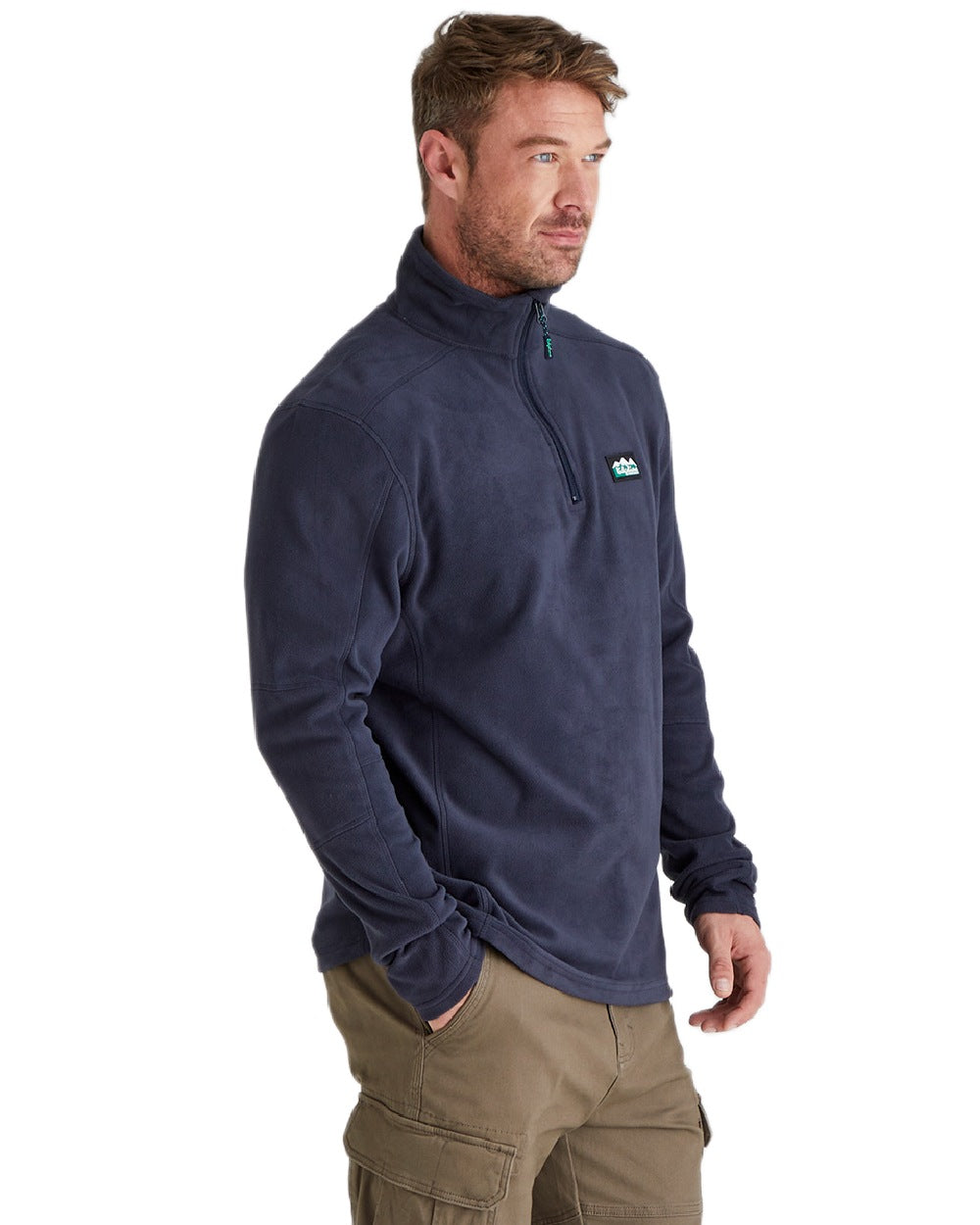 Navy Coloured Ridgeline Narvik Fleece on white background #colour_navy