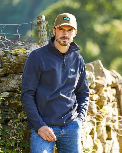 Navy Coloured Ridgeline Narvik Fleece on outdoor background #colour_navy