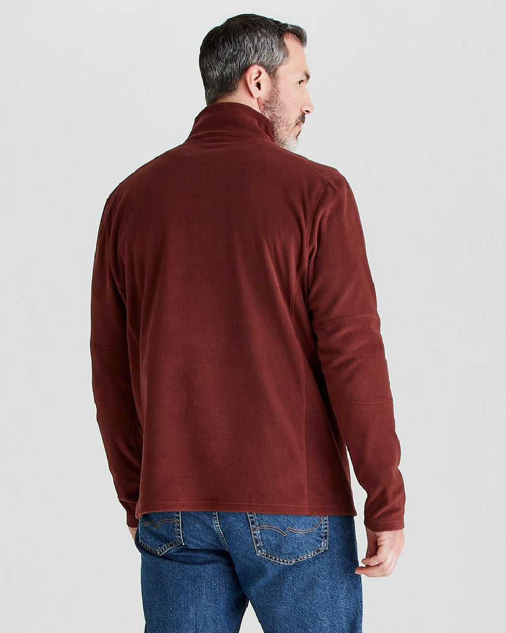 Oxblood coloured Ridgeline Narvik Fleece on grey background #colour_oxblood