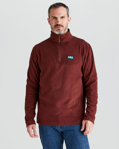 Oxblood coloured Ridgeline Narvik Fleece on grey background #colour_oxblood