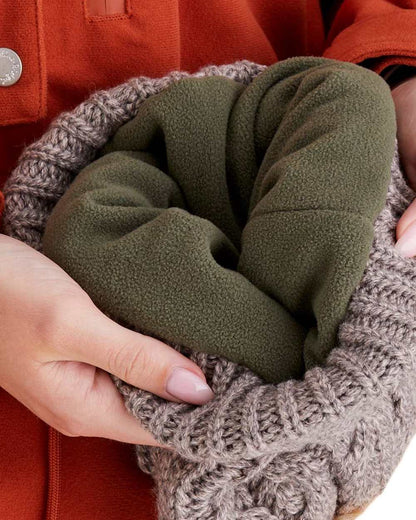Mushroom Coloured Ridgeline Nordic Fleck Bobble Hat on white background #colour_mushroom