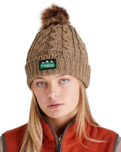 Teak Coloured Ridgeline Nordic Fleck Bobble Hat on white background #colour_teak