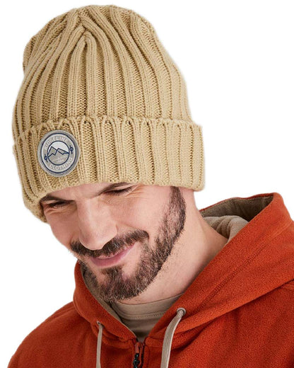 Stone Coloured Ridgeline Original Knitted Beanie on white background #colour_stone