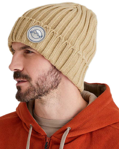 Stone Coloured Ridgeline Original Knitted Beanie on white background #colour_stone