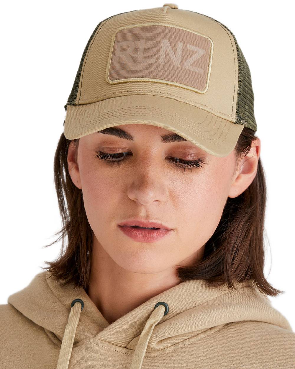 Eucalyptus Coloured Ridgeline RLNZ Trucker Cap on white background #colour_eucalyptus