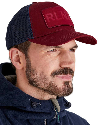 Rhubarb Coloured Ridgeline RLNZ Trucker Cap on white background #colour_rhubarb