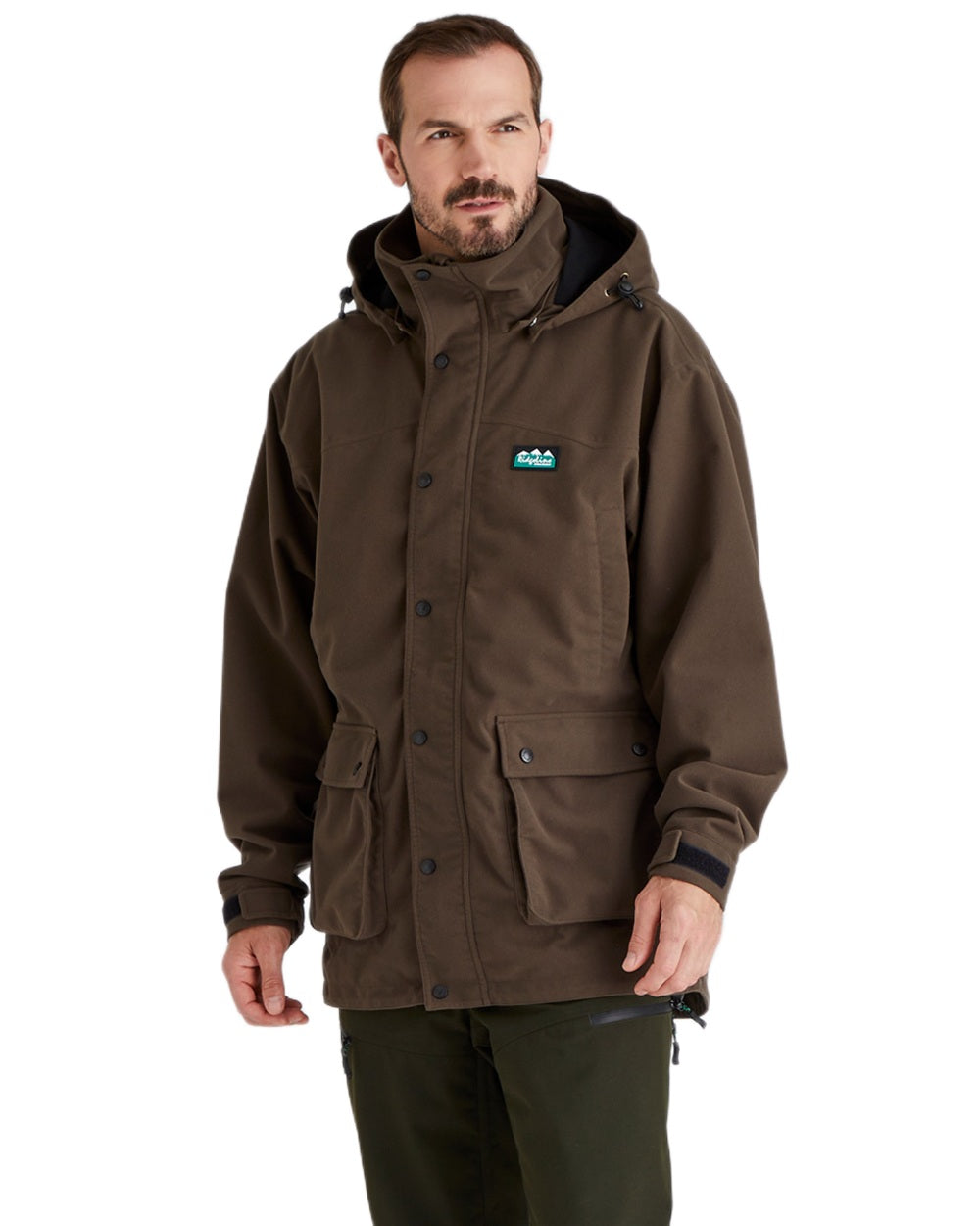 Bark coloured Ridgeline Torrent Waterproof Jacket on white background #colour_bark