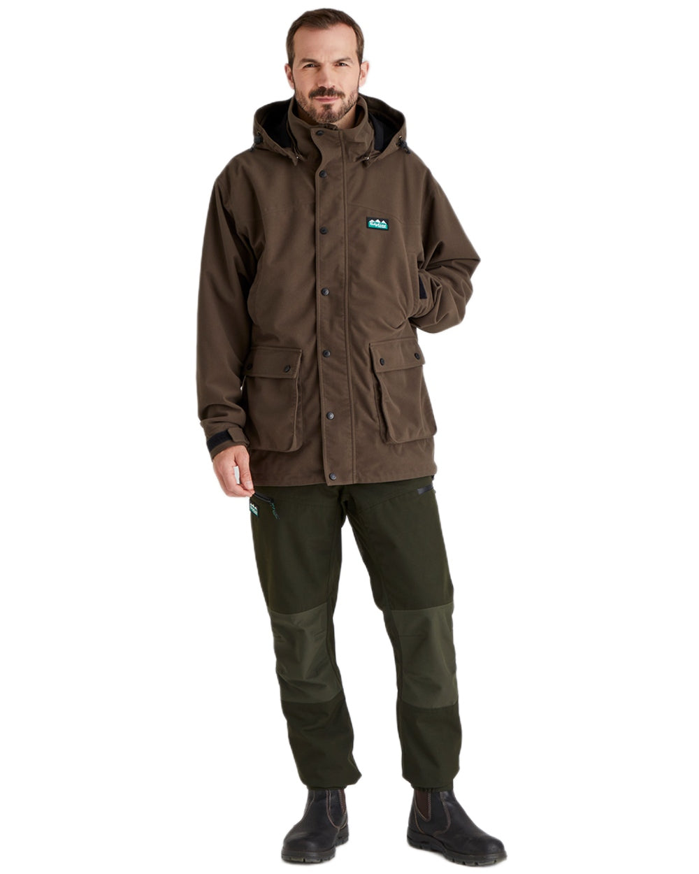 Bark coloured Ridgeline Torrent Waterproof Jacket on white background #colour_bark